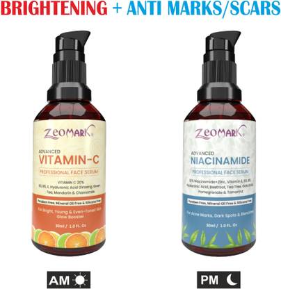 Zeomark Brightening + Anti Marks Combo - 20% Vitamin C Serum + 10% Niacinamide Serum