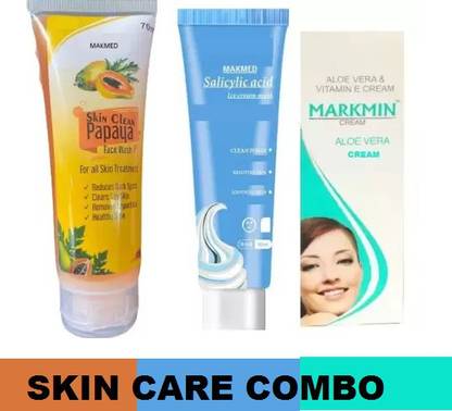 MAKMED SKIN CLEAN PAPAYA FACE WASH (70ML) + 1 ICE CREAM MASK + NEW MARKMIN CREAM (1 PC)