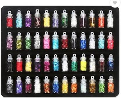 Eletree Lipstreat 48 Bottles/Set 3D Nail Art Charms Kit, Random Nail Art Glitter Sequins (Red)