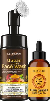 ELIBLISS Nabhi Fat Loss Oil for Belly Drainage and Foaming Ubtan Face Wash for Dry Skin