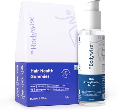 Be Bodywise Biotin Hair Gummies for Hair Fall 30N | Argan Oil Hair Strengthening Serum 100ml