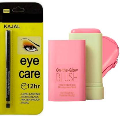 ghorela 1 Cream Blush Stick + 1 PTA Kajal Eyeliner Gel (Pack of 2)
