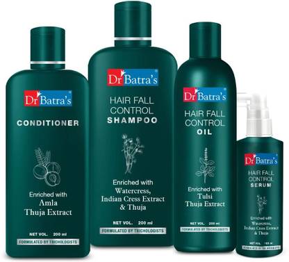 Dr Batra's Hair Fall Control Serum-125 ml, Conditioner - 200 ml, Hair Fall Control Oil- 200 ml and Hair Fall Control Shampoo - 200 ml