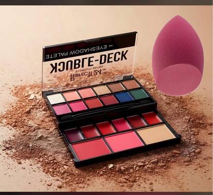 Facejewel Makeup Kit 16 Eyeshadow +2 Blusher +1 Compact With Makeup Blender