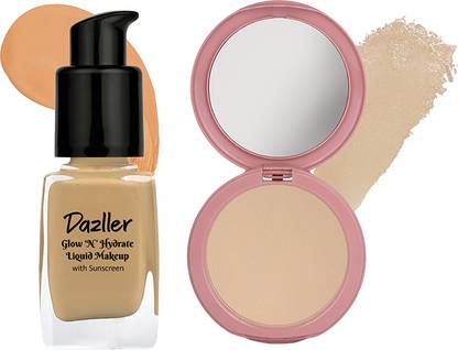 Dazller Face Combi Pack (Brulee) : Moisturizing Liquid Makeup, 27mL + Classique Compact Powder, 9g