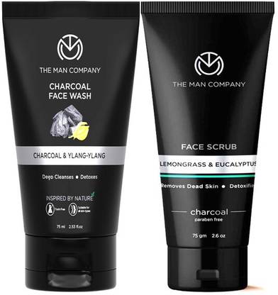 THE MAN COMPANY Tan Removal Power Combo of Charcoal Face Scrub & Face Wash (2 Items in the set)