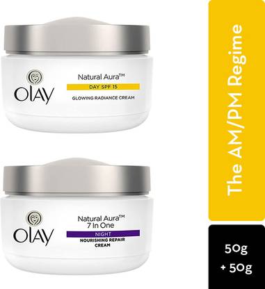 OLAY Natural Aura Glowing Radiance Day Cream SPF 15 & Nourishing Night