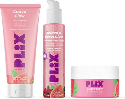 The Plant Fix Plix Guava Regime Glowy Skin Hydrating Cleanser, Toner Serum, Smoothie Moisturizer