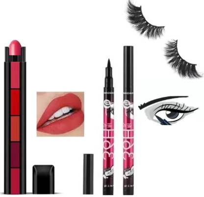 lately COMBO WITH 5IN1 MATTE LIPSTICK WITH WATERPROOF EYELINER & FALSE EYELASH