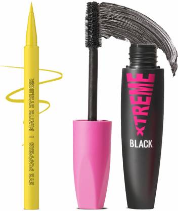 Glam21 Eye Poppers Matte Eyeliner- Bumble,0.5gm & Xtreme Mascara|Waterproof Volumizing-Black, 10ml | Combo