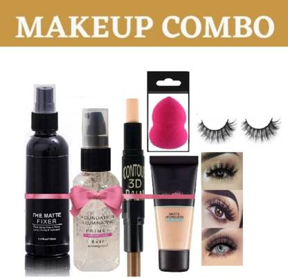 brown blush MAKEUP FIXER WITH PRIMER AND FOUNDATION &PUF