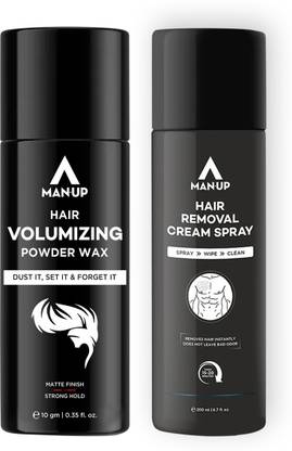 Man-Up Hair Volumizing Powder Wax For Men – 10gm & Hair Removal Cream Spray – 200ml (Combo)