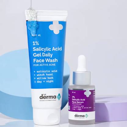 The Derma Co Anti-Acne Regimen Combo - 1% Salicylic Acid Gel Face Wash (100 ml) + 2% Salicylic Acid Serum (30 ml)