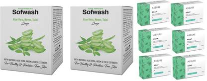 Amrit Healthcare Sofwash Aloevera (2) & Neem Tulsi Pudina Soap (6) Combo