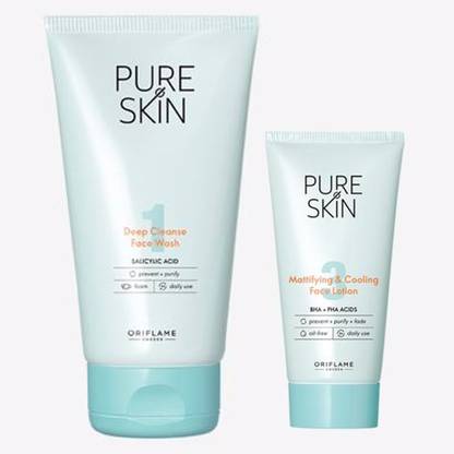 Oriflame PURE SKIN Mattifying & Cooling Face Lotion 50 ml , PURE SKIN Deep Cleanse Face Wash 150 ml