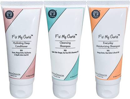 Fix My Curls Travel Size, Wash Day Bundle, with Evermore, Squeaky Cleansing Shampoo, and Mellow Deep Conditioner, 50 g each…