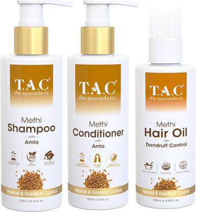 TAC - The Ayurveda Co. Combo of Methi Hair Oil, Shampoo and Conditioner