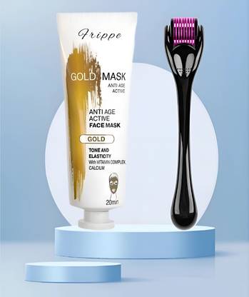 FRIPPE Derma Roller For Hair And Beard Regrowth with Gold Peeloff Mask
