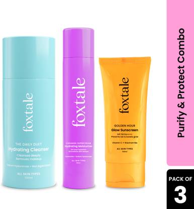 Foxtale Hydrate, Cleanse & Shield Combo | Cleanse, Moisturize, Protect Daily