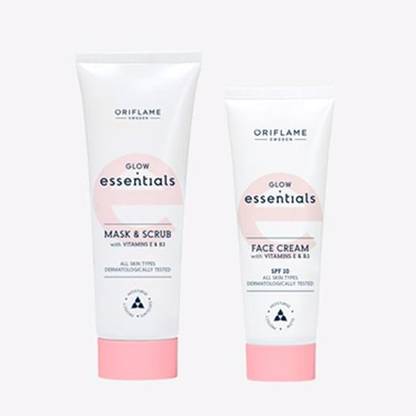Oriflame Glow Face Cream with Vitamins E & B3 SPF 10 50 ml , Mask & Scrub
