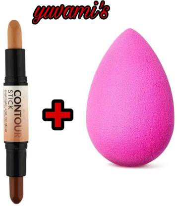 Yuvami's 1pcs Contour Stick with tearsdrops shaped Beauty Blender Sponge Puff