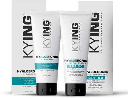 KYING Hyaloeronic Duo Combo Pack: Face Cleanser & Fluid Sunscreen SPF50 PA++++
