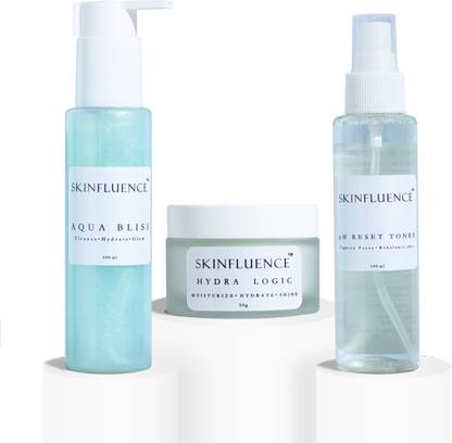 SKINFLUENCE The Essential 3 Step Skin Care Kit for Clear and Radiant Skin | Cleanser, Toner & Moisturizer