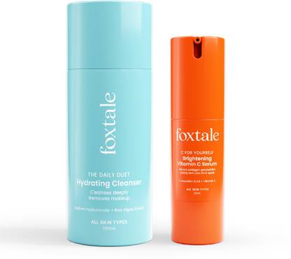 Foxtale Glow Package Combo | The Daily Duet Cleanser Face Wash 100ml and C for Yourself Vitamin C Face Serum 30ml | Combo Pack