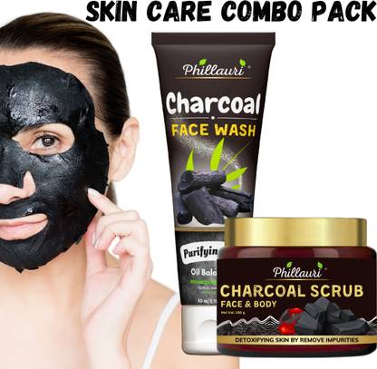 Phillauri Activated Charcoal Face Wash For Deep cleansing & Scrub for Deep Exfoliation