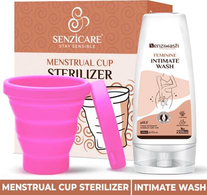 senziwash Intimate Wash for Women with Menstrual Cup Sterilizer Combo Pack