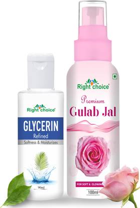 RIGHT CHOICE Organic Rose Water and Glycerin-Toner,Cleanser,Nourishing,Skin Care Combo Pack