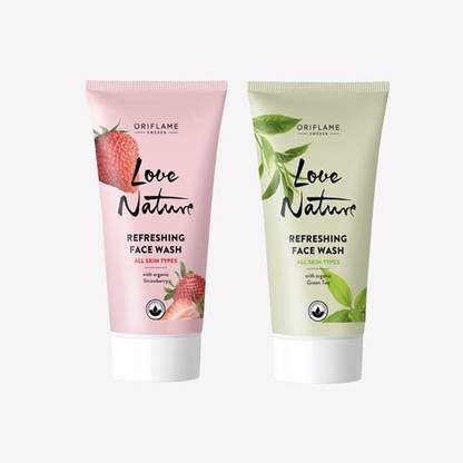 Oriflame Refreshing Face Wash with Organic Strawberry 50 ml , Refreshing Face Wash with Organic Green Tea 50 ml
