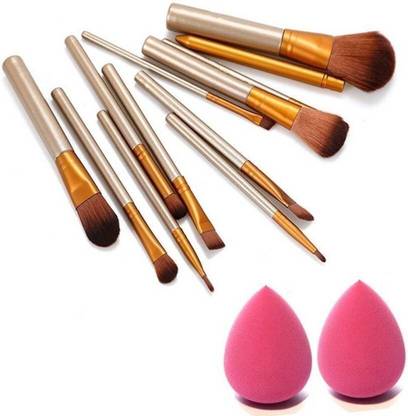 Rsentera Makeup Brush Set of 12 with storage box + 2 sponge puff