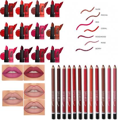 Facejewel 12Pcs Lipliner Set & 12pcs Multicolor Lipstick Set