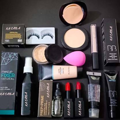 KA CAYLA Makeup foundation, compact powder, lipstick sets, face creams and whitening formulae concealer, face INSTA shine mekap Combo