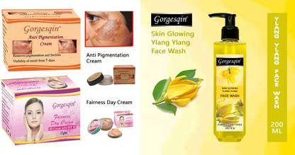 GORGESQIN Anti Pigmentation Cream 6 G, Fairness Day Cream 22 G, Face Wash Ylang Ylang 200 ML