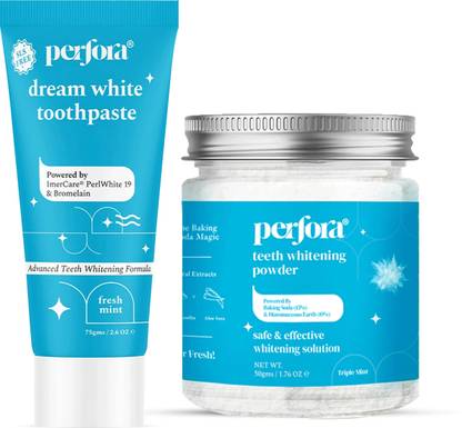 Perfora Dream White Combo | Teeth Whitening Powder & Dream White Toothpaste | SLS Free