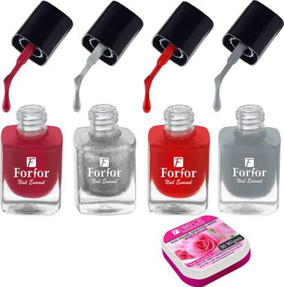 FOR FOR Perfect Stay Trendy Safe & Fast Dry ,Nail Art ,Glossy Finish Nail Polish Combo