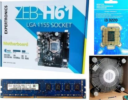 EXPERTRONICS ZEB H61- I3 3220 - 4GB DDR3 - FAN LGA 1155Socket ATX Intel H61 Chipset DDR3 Motherboard for Desktop