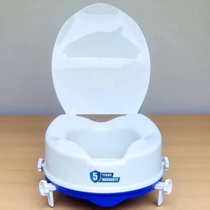 veayva Raised Toilet Seat 4" With Lid | Commode Seat Height Elevator for Knee Patients Commode Chair