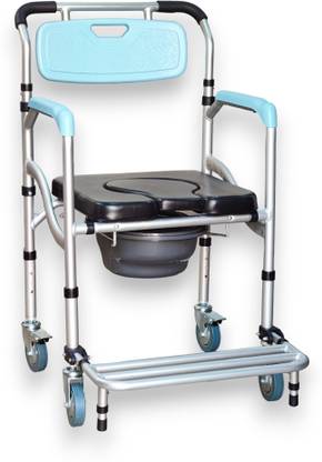 veayva Toilet Commode shower Wheelchair foldable, Height adjustable Multifunctional Commode Shower Chair