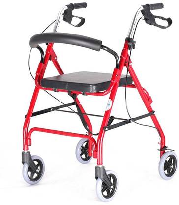 Mobility Junction Lightweight Foldable Aluminium Dual Use Rollator Walker With Seat for Seniors Shower Chair