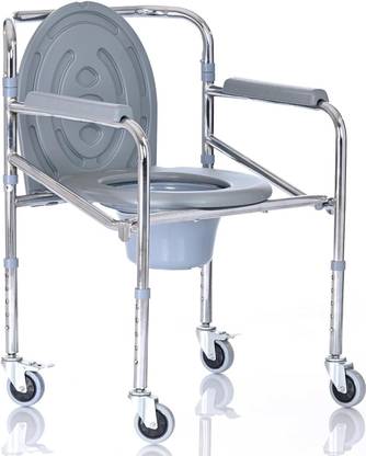 Renewa REN-W37 Commode Chair with Wheels for adults, bathroom chair for patient Commode Chair