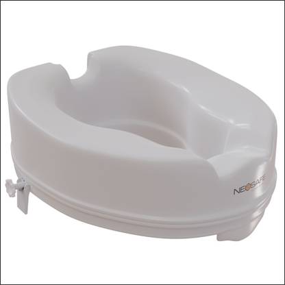 NEOSAFE High Elevated 6 Inch Toilet Seat Raiser Portable Assistance Lock Stand (White) Commode Chair