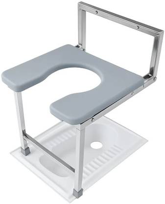 BEDICIA Stainless Steel Wall Mounted Commode Chair Shower Bench for Indian Toilet Commode Chair
