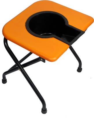 RADIANT TRADERS Imported Folding Commode Stool For Disable Person (Light Weight & Heavy Duty) (Orange) Commode Chair