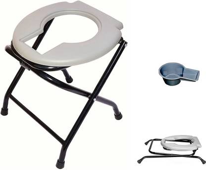 ojla Commode Stool/Chair for unisex/ADULT with Pot GREY Commode Chair