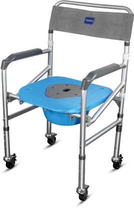 VISSCO Comfort 3 in 1 Foldable Commode Shower Chair With Castor/Wheels Commode Shower Chair