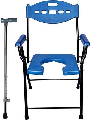 storewellcare Commode Chair for unisex/ADULT Comfortable Safe chai colour orange with Stick Commode Chair