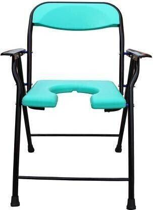 RADIANT TRADERS Green Foldable Commode & Showert Chairs With Pot (Black) Commode Chair